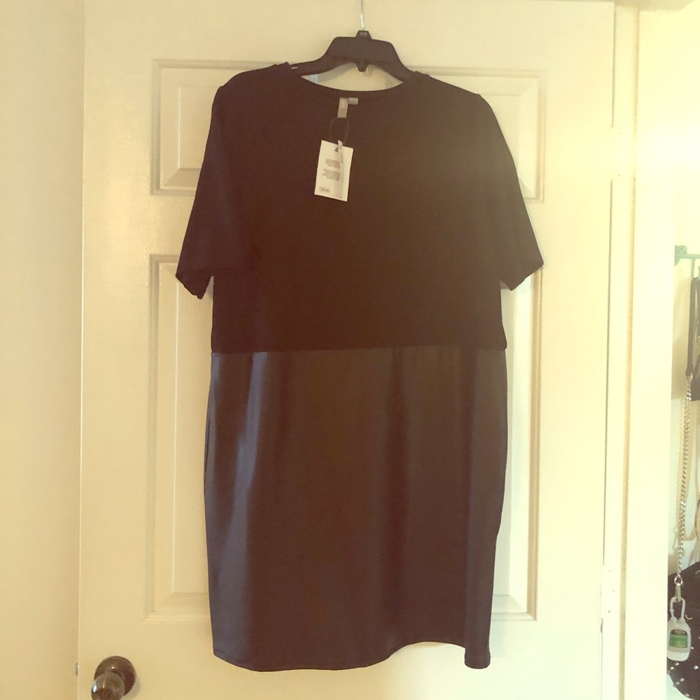 ASOS faux leather black dress